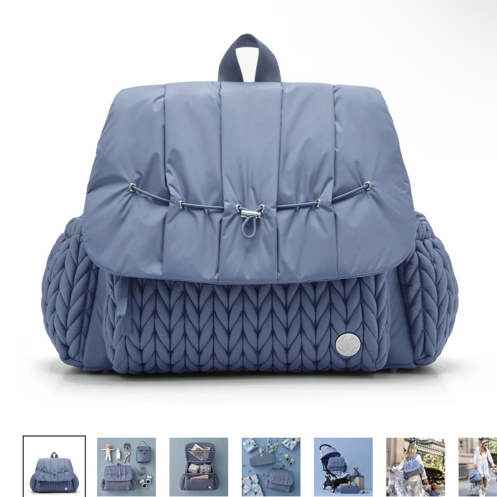 Happ brand diaper bag in a beautiful blue
